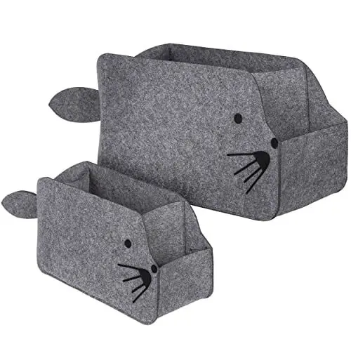 Produktbild: ONVAYA® Filz-Aufbewahrungsbox | 2er Set | Robbe | Große Box (16 l) und kleine Box (7,5 l) | aus robustem Filz | vielfältig einsetzbar