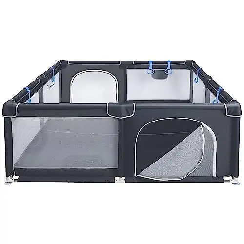 Produktbild: ONVAYA® Laufgitter | Laufstall für Babys | 160 x 160 cm | Schutzgitter für Kinder | Rechteckiges Krabbelgitter | Absperrgitter | Babyzaun in Grau | sicher & schadstofffrei