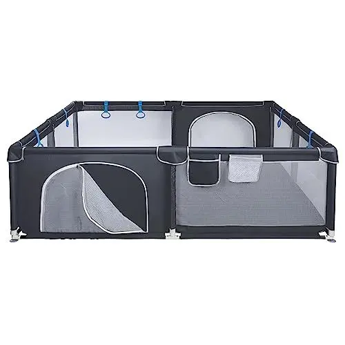 Produktbild: ONVAYA® Laufgitter | Laufstall für Babys | 160 x 200 cm | Schutzgitter für Kinder | Rechteckiges Krabbelgitter | Absperrgitter | Babyzaun in Grau | sicher & schadstofffrei
