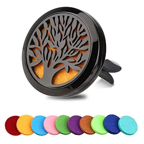 Produktbild: OOTSR Auto Aromatherapie Ätherisches Öl Diffusor, Edelstahl Lufterfrischer Vent Clip Medaillon mit 10Stk Ersatz Filz Pad für Auto, Wohnzimmer, Büro