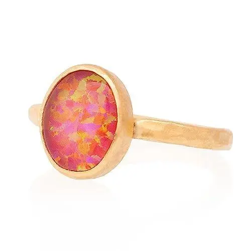 Produktbild: Opal Ring, Opal Frau Ring. Ovaler Opal Ring. Vergoldeter Silber Opal Ring. 925 Sterling Silber Opal Ring. 24K Gold plattiert Silber Opal Ring.