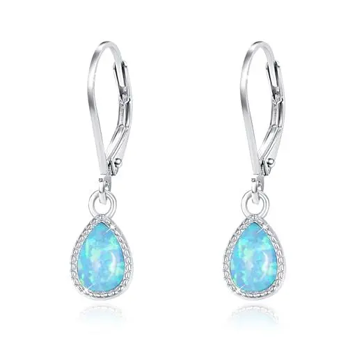 Produktbild: Opal Tropfen Ohrringe 925 Sterling Silber Blau Opal Hängend Ohrringe Mädchen Blau Ohrringe Hypoallergene Schmuck Geschenke für Frauen Opal Ohrringe für Damen Frauen Kinder Tochter Weihnachts