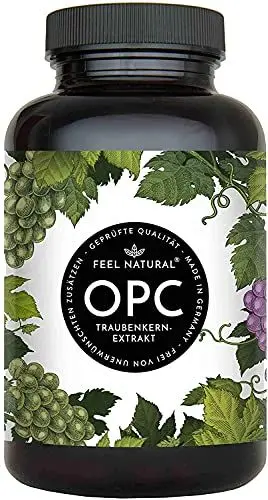 Produktbild: OPC Traubenkernextrakt – 240 Kapseln mit 1000mg OPC Extrakt – Höchster OPC Gehalt nach HPLC – aus französischen Weintrauben – Vegan, hochdosiert, in Deutschland produziert