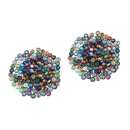Produktbild: Operitacx 100 Stk Edelstein-Patch Hut Zubehör Kandi-Perlen Fliese Schmuck Edelsteine ​​Glasflecken gewölbte Edelsteinflecken Jahrgang Glasperlen Vase einstellen Kind