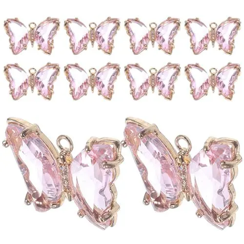 Produktbild: Operitacx 10St Schmetterling-Anhänger Glas-Anhänger Schlüsselanhänger Halsketten Schmetterlingsanhänger für die Schmuckherstellung Kristall für Schmuck Taschen Charme kleiner Kristall