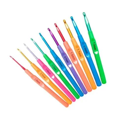 Produktbild: Operitacx 10stücke Kunststoffgriff Aluminium Candy Color Garn Handwerk Häkelnadeln Stricknadeln Zum Nähen