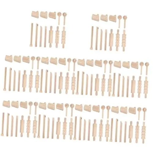 Produktbild: Operitacx 10 Sätze Plastilin-werkzeuge Tonwerkzeuge Für Kinder Metall Stirbt Holz-keramik-stempel Tonteig-werkzeugsatz Briefmarken Für Kinder Farbiger Ton Seife Hölzern Schimmel Modellieren