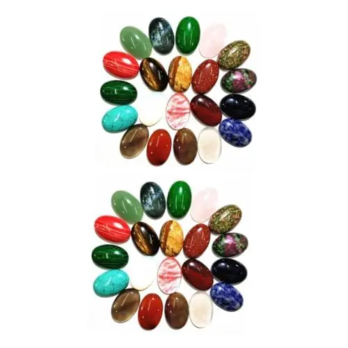 Produktbild: Operitacx 10 Stk Mädchenschmuck Kinderperlen Naturstein-Cabochons Eier edelsteine für kinder Achate für die Schmuckherstellung ovale Steinperlen Mosaik- Patch Ring Gesicht Verstreute Perlen
