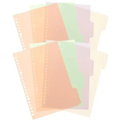 Produktbild: Operitacx 10 Stück Ordner-Trennblätter Mit Laschen Abnehmbare Hefter-Trennblätter Notizbuch-Trennblätter Leere Register-Trennblätter Für Discbound-Büro-Meeting-College-Bücher Im A5-Format