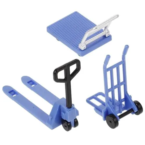 Produktbild: Operitacx 1:12 Miniatur-Puppenhaus-Werkzeuge Gabelstapler Miniatur-Plattformwagen-Modellset Feengarten Mini-Bauwerkzeuge Landschaftsbau-Requisite – Blau