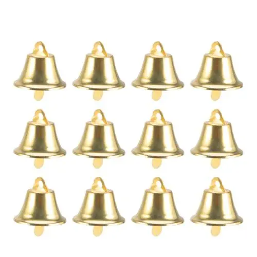 Produktbild: Operitacx 120 Stück Jingle Bells Gold Glöckchen Zum Basteln Kleine Weihnachtsglöckchen Metall-Bastelglocken Für Kranz Ferienhaus Weihnachtsdekoration 14Mm