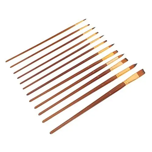 Produktbild: Operitacx 12St Kunstpinsel Flacher Pinsel Bußgeld Schminkpinsel Ölgemäldezubehör acrylbilder acrylstifte Steine bemalen Aquarellpinsel Pinselfarbe Bürste hölzern