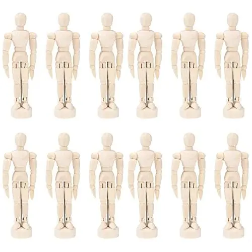 Produktbild: Operitacx 12 Stück 4 5 Zoll Große Holzpuppe Bewegliches Schaufensterpuppenmodell Zeichenpuppe Mit Ständer Holzpuppe Zum Zeichnen Und Malen