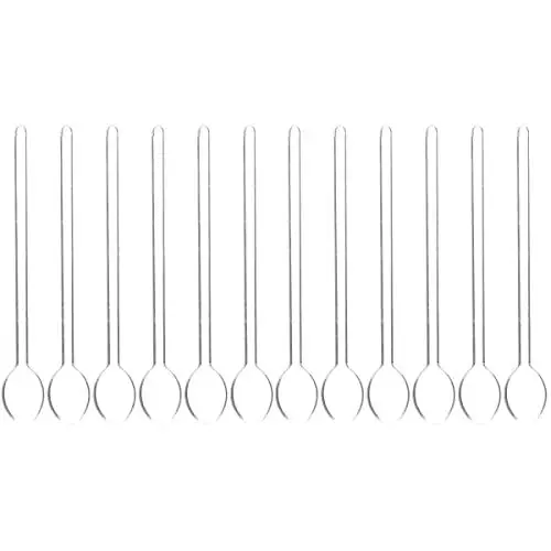 Produktbild: 12 Stück Transparente Glasrührlöffel, 14,2 Cm Lange Hitzebeständige Kaffeelöffel, Ideal Für Tee, Kaffee, Desserts Und Mehr