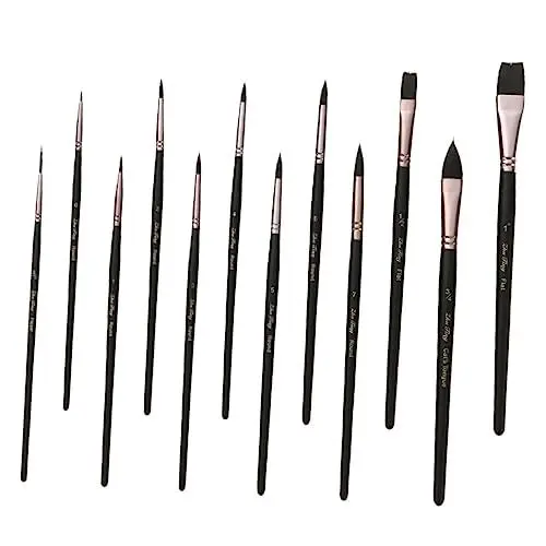 Produktbild: Operitacx 12st Aquarellpinsel Miniatur-malpinsel Pinsel Zeichnen Liner-Stift Delphin-perlen Zeichenstifte Winzige Farbe Ölgemäldepinsel Pinsel Aus Nylon Mikro Gefrosteter Stab Hakenlinie