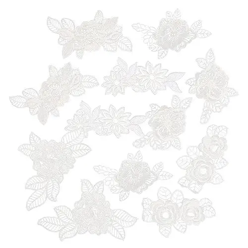 Produktbild: Operitacx 12st Spitzenpatch Hochzeitsdekorationen Für Die Zeremonie Spitze Blumenapplikationen Dekorative Kleiderflicken Für Kleidung Kunsthandwerk Polyester Persönlichkeit Weiß