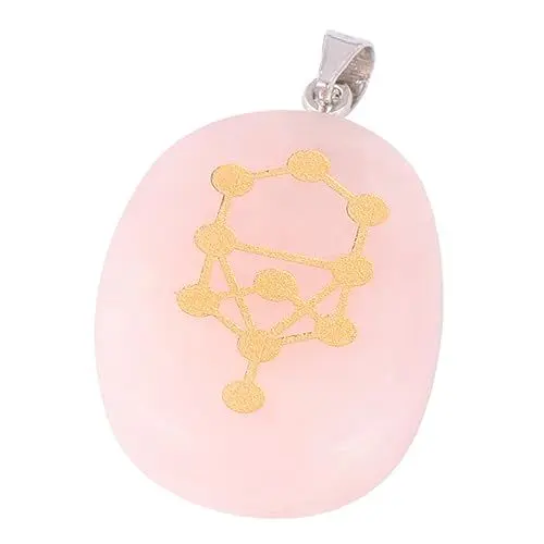 Produktbild: Operitacx 1Stk Kristallanhänger Opal-Anhänger Anhänger für Halsketten Esoterischer Schmuck Schmuckgeschenke Anhänger mit sieben Chakra-Symbolen hängende Verzierung des Lebensbaums Rosa