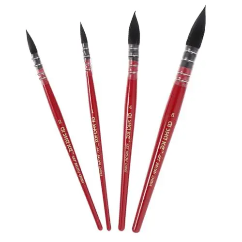 Produktbild: Operitacx 1 Kunst Skizzieren Pinsel Gouachepinsel Ölgemäldepinsel Aquarellpinsel Trockene Pinselmalerei Acryltinte Mini-Farben Detailpinsel Wachspinsel Wischmop Bambus Mopp Roter