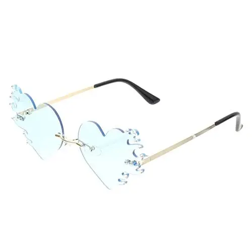 Produktbild: Operitacx 1 Paar Personalisierte Sonnenbrillen Herz-Sonnenbrille Für Damen Partybrille Trendige Sonnenbrillen Für Damen Trendige Liebesbrille Rahmenlos STK Pool-Party Urlaubsartikel