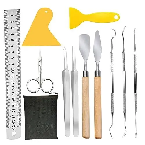 Produktbild: Operitacx Töpfer-werkzeugsatz 11-teilig Ton-skulptur-werkzeuge Metallmaterial Holzgriff Aufbewahrungstasche Zubehörsatz