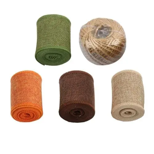 Produktbild: Operitacx 1 Satz Hochzeitsband rustikales Band Blumenband grünes Band Hochzeitsdekoration Sackleinenband Hochzeit ribbon bandfeile eheringe Festbänder zarte Geschenkverpackung Leinenimitat