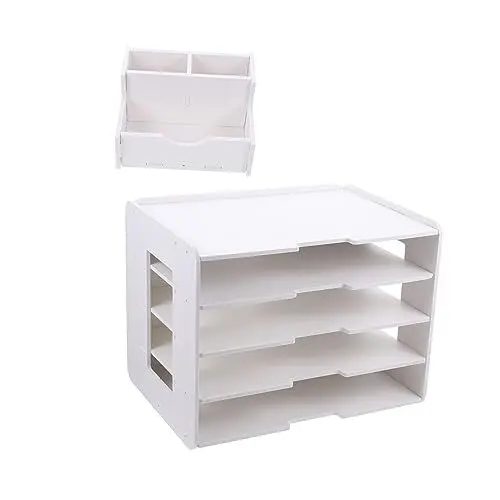 Produktbild: Operitacx 1 Set Mehrschichtiges Papier Organizer Schreibtisch Aufbewahrung Organizer Aufbewahrungsregale Regale Boxen Und Aufbewahrungskorb Schreibtisch Rack Mehrschichtige