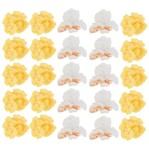 Produktbild: Operitacx 20st Künstliches Popcorn Popcorn-anhänger Aus Kunstharz Magnet-ohrringe Flatback-anhänger Aus Harz Kühlschrank Zubehör Diy Puppenhauszubehör Bastelzubehör 3d Miniatur Armband Weiß