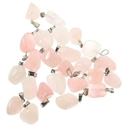 Produktbild: Operitacx 24St stein anhänger Schmuck Halsketten eine Halskette Anhänger im Naturstein-Design Armband-Anhänger Halskette DIY Anhänger Rosenquarz schmücken Kunsthandwerk Zubehör Charme Rosa