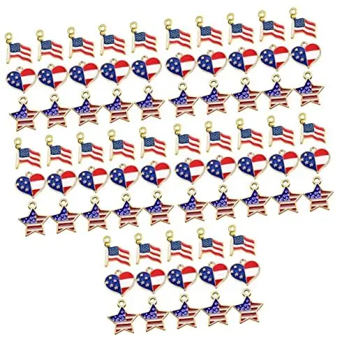 Produktbild: Operitacx 250 Stk Tropfzubehör Usa-flaggen-charme Herz Halskette Schmuckanhänger Mit Amerikanischer Flagge Charm-halskette Diy Americana-dekorationen Uns Fahnen Armband Legierung Berühmtheit