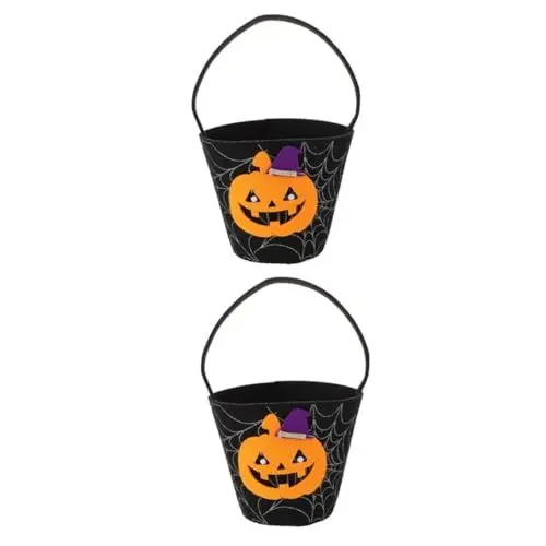 Produktbild: Operitacx 2St Halloween-Kürbis-Tasche Halloween-Tasche kleine Tragetaschen Halloween-Korb halloween tasche halloween handtasche Tasche für Halloween-Süßigkeiten Halloween-Goodie-Bags Vlies