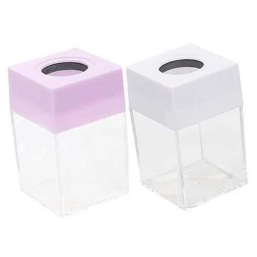 Produktbild: Operitacx 2St Pin-Eimer Büroklammer-Organizer Clip-Behälter farbige Büroklammern Büroklammerhalter magnetischer Behälter für Büroklammern Quadrat Container Stift Büroklammer-Box Plastik