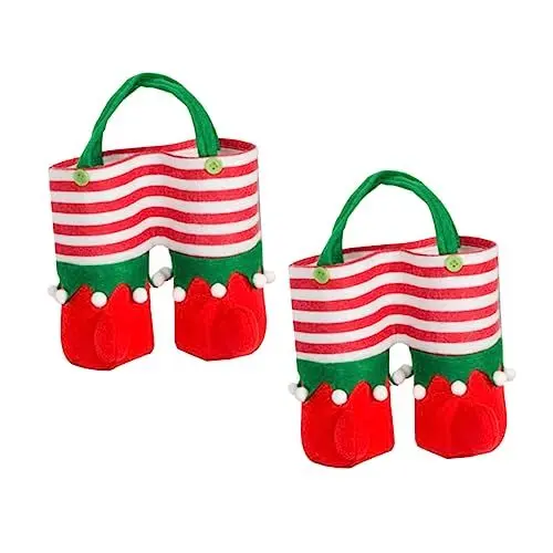 Produktbild: Operitacx 2St Weihnachtstüten mit Süßigkeiten Weihnachtsplätzchenbeutel Sektflasche Tasche Weihnachtsweinbeutel Aufbewahrungstasche Isolierung Tragetasche Weinflasche Flaschentasche