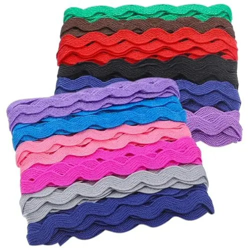 Produktbild: Operitacx 2 Rolle Zubehör Für Spitzenbänder Welliger Dekostoff Zierband Schultüten Rohlinge Zackenlitze Gummiband Nähen Ric Rac Trim 14mm Stoffbänder Basteln Eisstockschießen Kleidung