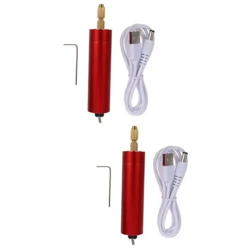Produktbild: Operitacx 2 Sätze Kleine Elektrische Bohrmaschine Mini-schnitzstift Mikro-handbohrer Mini Elektrische Mühle Elektrischer Schleifstift Drehwerkzeug Schmuckbohrstift Mini-Hand Stahl Rot