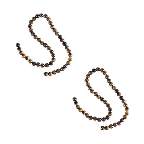 Produktbild: Operitacx 2 Saiten Tigerauge Kristall Halskette Lose Perle Zubehör Zur Herstellung Von Armbändern Halskette Armband Selber Machen Rosenkranz Armband Tigerauge Chakra Perlen Tigerauge Stein