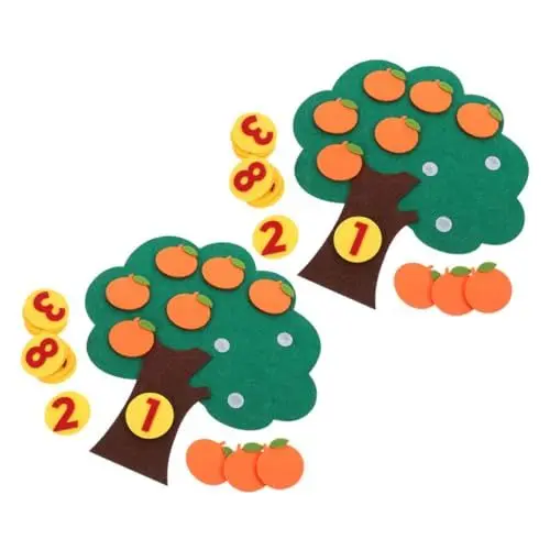 Produktbild: Operitacx 2 Sets Orangenbaum, Vorschul-baumspielzeug, Orangen Zählen, Kindergarten-lernspielzeug, Filz, Orangenbaum Für Kinder, Mathe-spiele, Kindergarten-orangenmanipulationen,