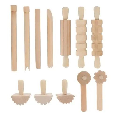Produktbild: Operitacx 2 Sets Plastilin Werkzeuge Ton Werkzeug Kinder DIY Werkzeug Ton Formwerkzeuge Ton Skulptur Holz Werkzeuge Töpferei Ton Bildhauer Werkzeuge Handgefertigtes Holz Werkzeug