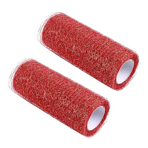 Produktbild: Operitacx 2 Stück Rolle Diagonal gewebte Tasche Hochzeitsgeschenkband Metallband abziehlehre abgehauen Schleife Band für Blumenstrauß Bastelzubehör zum Selbermachen glitzernde Bänder Blitz
