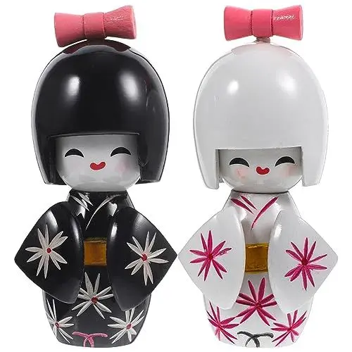 Produktbild: Operitacx 2st Kimono Puppe Holz Mini-Kokeshi-Puppe Asiatische Geisha-skulptur Geisha- Glücksnfigur Heimwerken Asiatische -Figur Tischdekoration Wohnkultur Klein Hölzern Japan