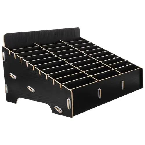 Produktbild: Operitacx 30-Gitter-Holz-Handy-Aufbewahrungsbox Desktop-Organizer für Büro- und Schulbedarf