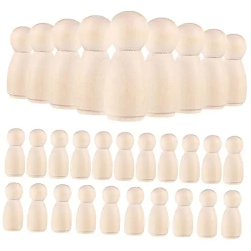 Produktbild: Operitacx 30st Kleiner Holzmann Kinder Malen Spielzeug Diy-graffiti-stöpselpuppen Kinderpuppen Stofftiere Für Kinder Peg-puppenkörper Unbemalte Peg-puppen Kinder Diy Zubehör Gadgets Für Mini