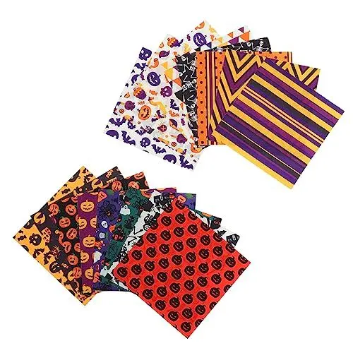 Produktbild: Operitacx 32 STK Halloween-Patchwork Fettviertel aus Stoff Halloween-Stoffmaterial Halloween Dekoration Halloween-Dekoration bettwäsche bedrucktes Tuch Halloween-Druck-Patchwork Polyester
