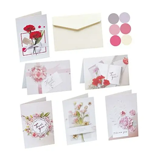 Produktbild: Operitacx Elegante Dankeskarten Mit Blumenmuster 4 Stück Für Feste Weihnachten Und Besondere Anlässe