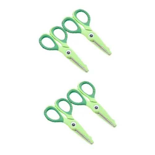 Produktbild: Operitacx 4 Stück Scheren für Kinder Schere für Schulkinder Büroteppich Schülerschere Kinderschere Bastelschere für Erwachsene Scrapbook-Schere Multifunktion Papierschere Student Metall