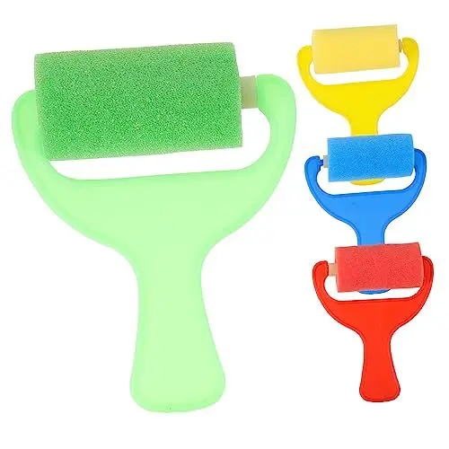 Produktbild: Operitacx 4 Stück Schreier Sponge Pinsel Malset für Kinder Schwammfarbroller Walzenbürste für Kinder Malwerkzeuge für Kinder kinderpinsel Schwammwalzen zum Streichen Farbroller für Kinder