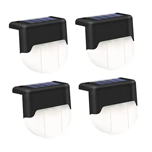 Produktbild: Operitacx 4 Stück Solar Stufenlichter für Außenbereich Wasserdichte LED Treppenlampen mit Intelligentem Lichtsteuerungssystem für Garten Terrasse und