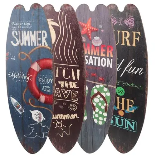 Produktbild: Operitacx 4 St¨¹ck Surfbrett-Schilder Strand-Willkommensschild Tropisches Bar-Schild Nautische Sommer-H?ngedekoration F¨¹r Die Wand Am Meer Zuhause Surf-Dekoration