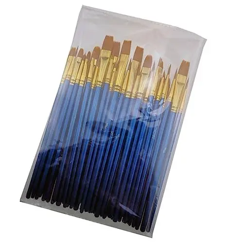 Produktbild: Operitacx Unverzichtbares 50-teiliges Pinselset Für Ölgemälde Und Aquarelle Flachpinsel Für Ebenen Tragbar Für Jungen Und Mädchen Erwachsene