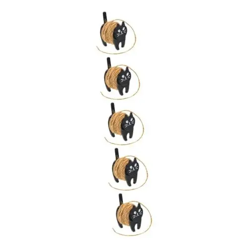 Produktbild: Operitacx 5 Sätze Katzenrolle Kabelklemmen Kabelclip Spulen aus Holzseide Büro-Schreibtischdekorationen zahnseide multifunktionaler Fadenhalter Desktop-Kabelhalter Karikatur Drahtgestell