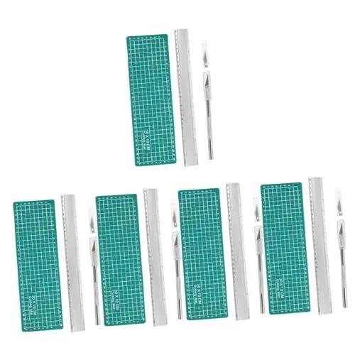 Produktbild: Operitacx 5 Sätze Schneidwerkzeugsatz selbstschneidende Matte Vinylschneider selbstheilende Nähmatte Bastelbedarf aus Papier Schneidematte Schneidebrett Bastelmatte Gravurmatte Gummi Green